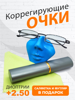Готовые очки для чтения с футляром +2.50 (серый)