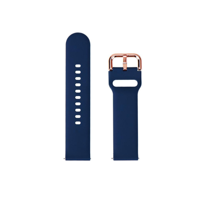 Браслет силиконовый без кнопки 20мм для часов Amazfit GTR 42mm, GTS, Bip, Haylou LS02 (темно-синий)